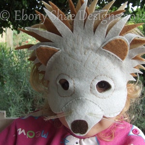 Felt Hedgehog mask PATTERN. Kids Echidna mask Sewing Patter PDF. image 6