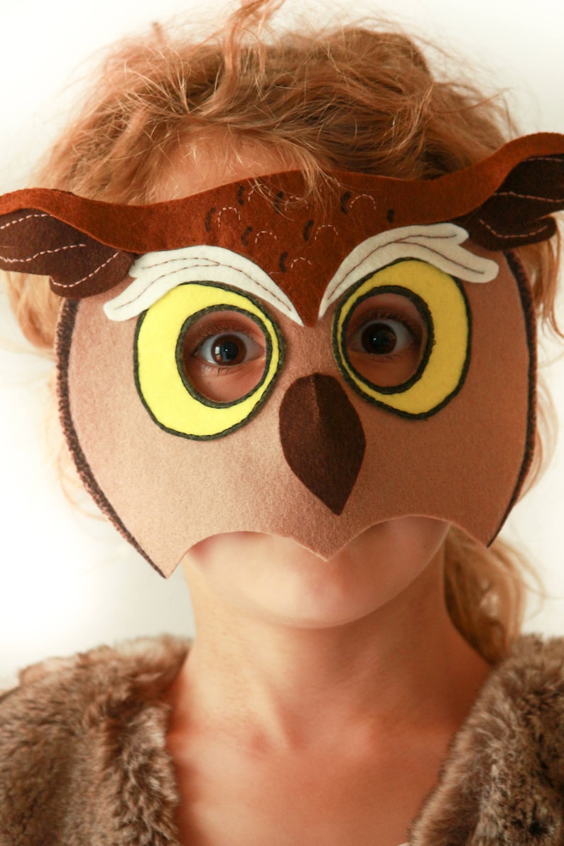Owl Mask PATTERN. PDF Sewing Pattern for Kids Horned Owl Mask. image 7