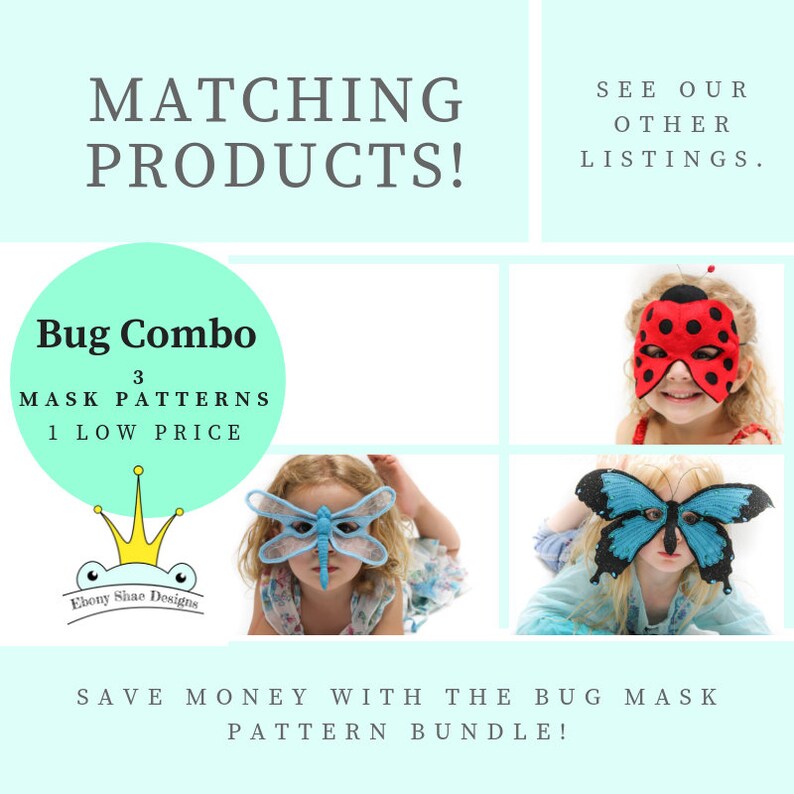 Butterfly Mask PATTERN. Kids Felt Mask Sewing Pattern image 10