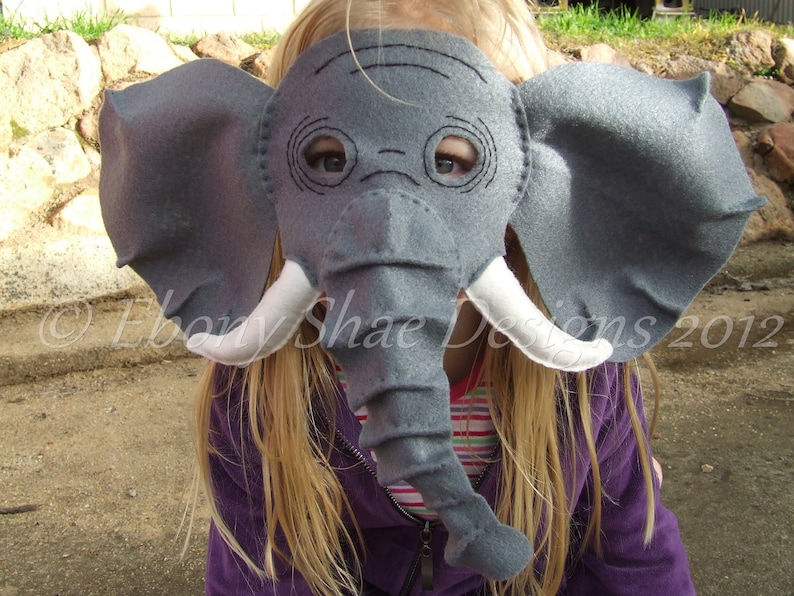 Elephant Mask PATTERN. Kids Felt Mask Sewing Pattern. image 2
