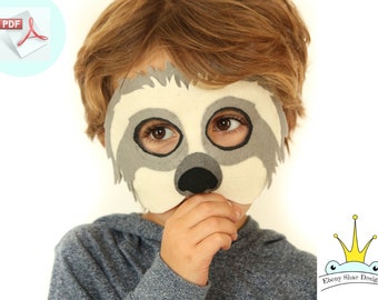 Sloth Mask PATTERN. Kids Felt Mask Sewing Pattern PDF.