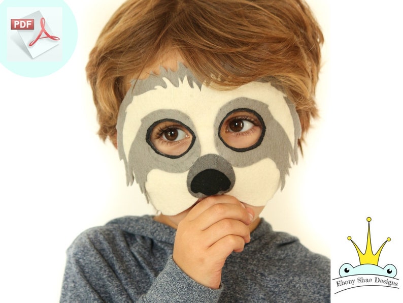 Sloth Mask PATTERN. Kids Felt Mask Sewing Pattern PDF. image 1