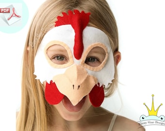 Chicken Mask PATTERN. Kids Felt Mask Sewing Pattern PDF