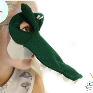 Crocodile Mask PATTERN. Kids Felt Mask Sewing Pattern PDF.
