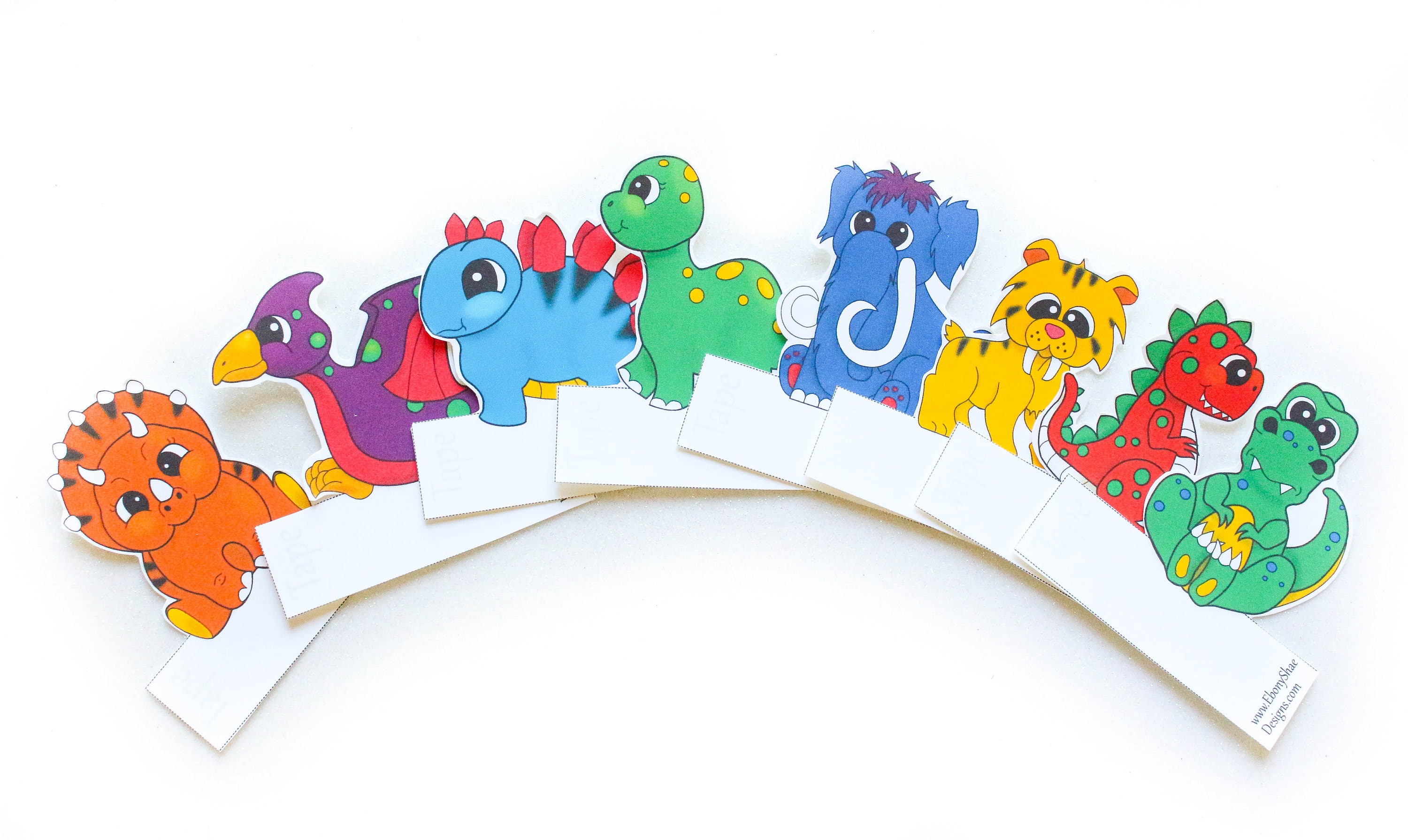 Printable Dinosaur Finger Puppets. DIY Print and Color Etsy