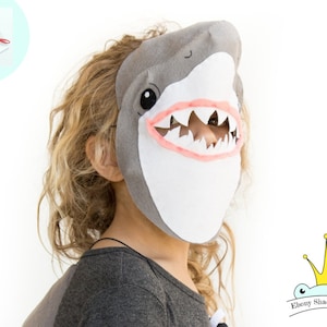 MOTIF de masque de requin.  Patron de couture de masques en feutre pour enfants PDF.