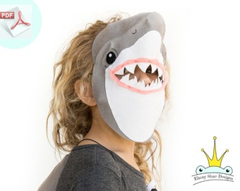 Shark Mask PATTERN.  Kids Felt Mask Sewing Pattern PDF.