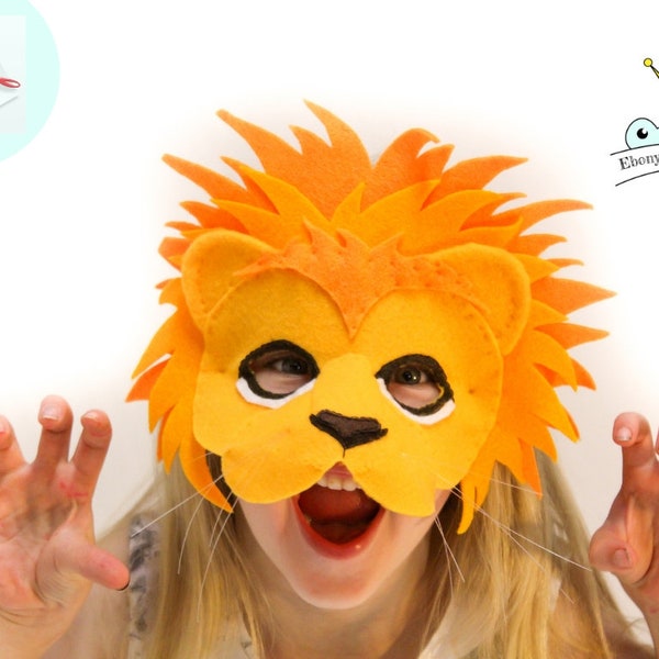 Lion Mask PATTERN.  Kids Felt Mask Sewing Pattern.