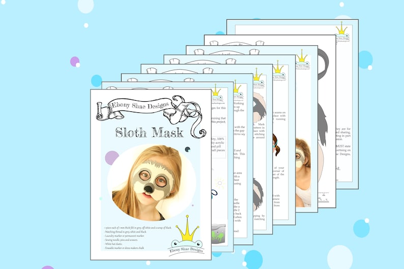 Sloth Mask PATTERN. Kids Felt Mask Sewing Pattern PDF. image 2