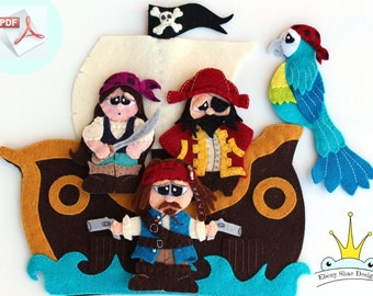 MOTIFS de marionnettes à doigts pirates.