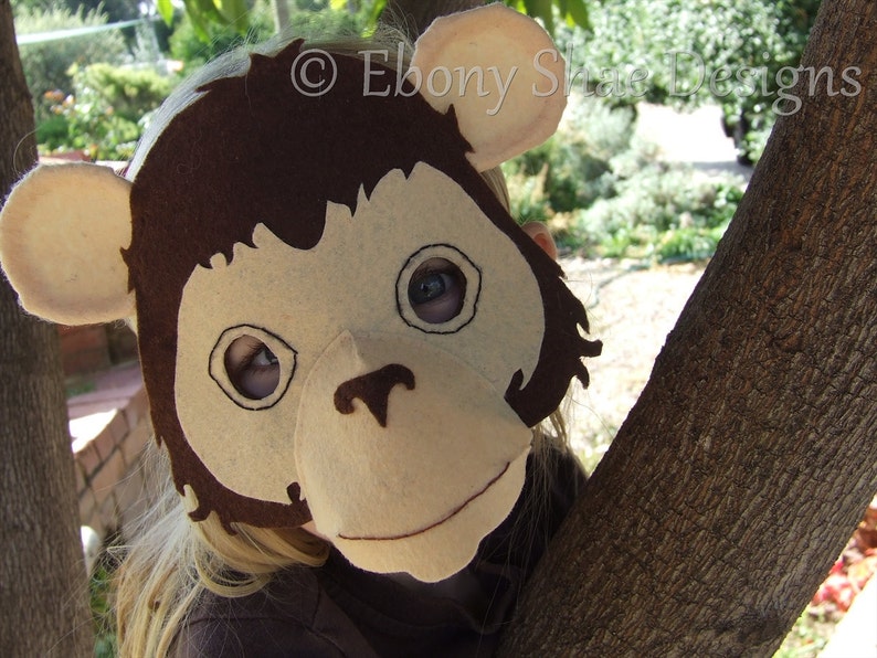 Monkey Mask PATTERN. Kids Felt Animal Mask Sewing Pattern PDF. image 3