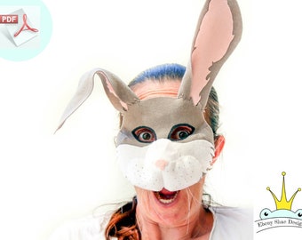Rabbit Mask PATTERN.  Easter Bunny Costume Sewing Pattern