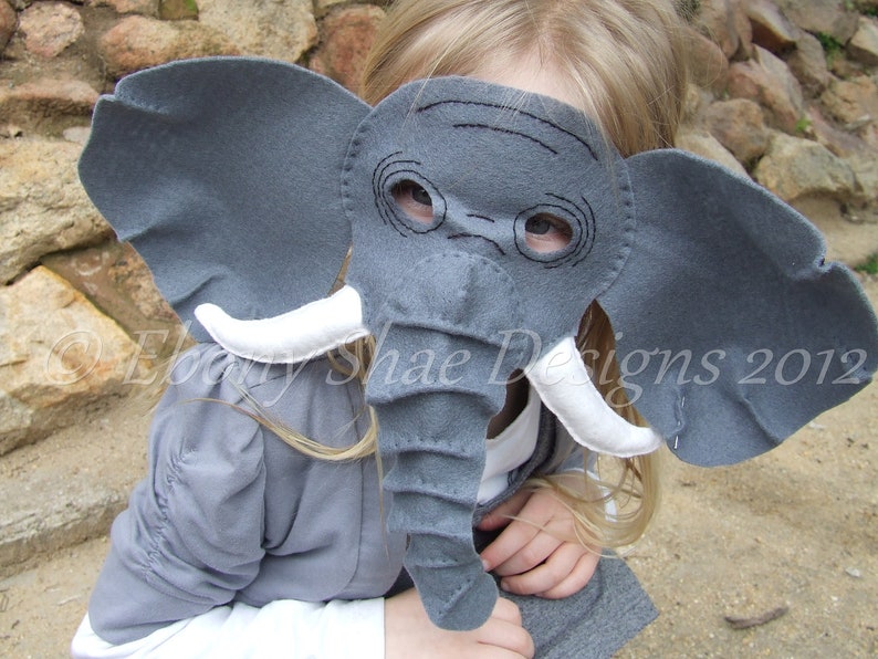 Elephant Mask PATTERN. Kids Felt Mask Sewing Pattern. image 3