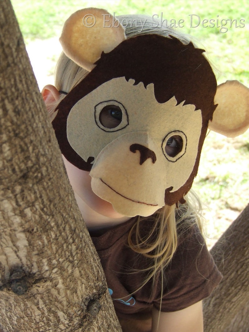 Monkey Mask PATTERN. Kids Felt Animal Mask Sewing Pattern PDF. image 5