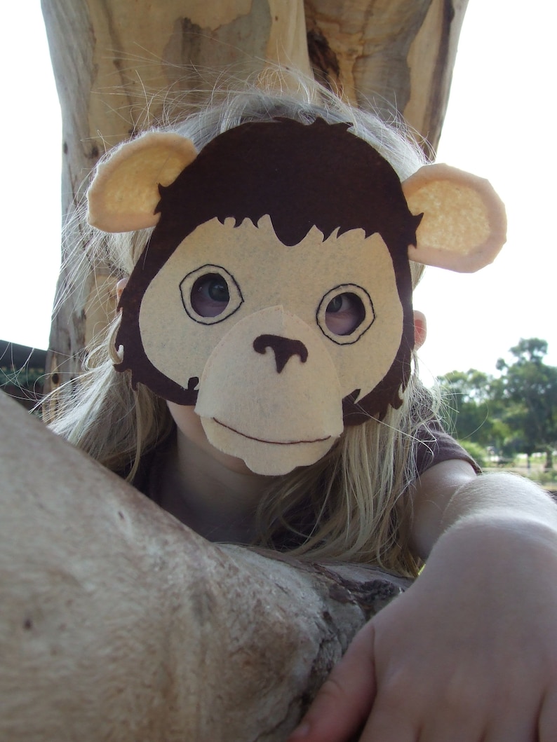 Monkey Mask PATTERN. Kids Felt Animal Mask Sewing Pattern PDF. image 4