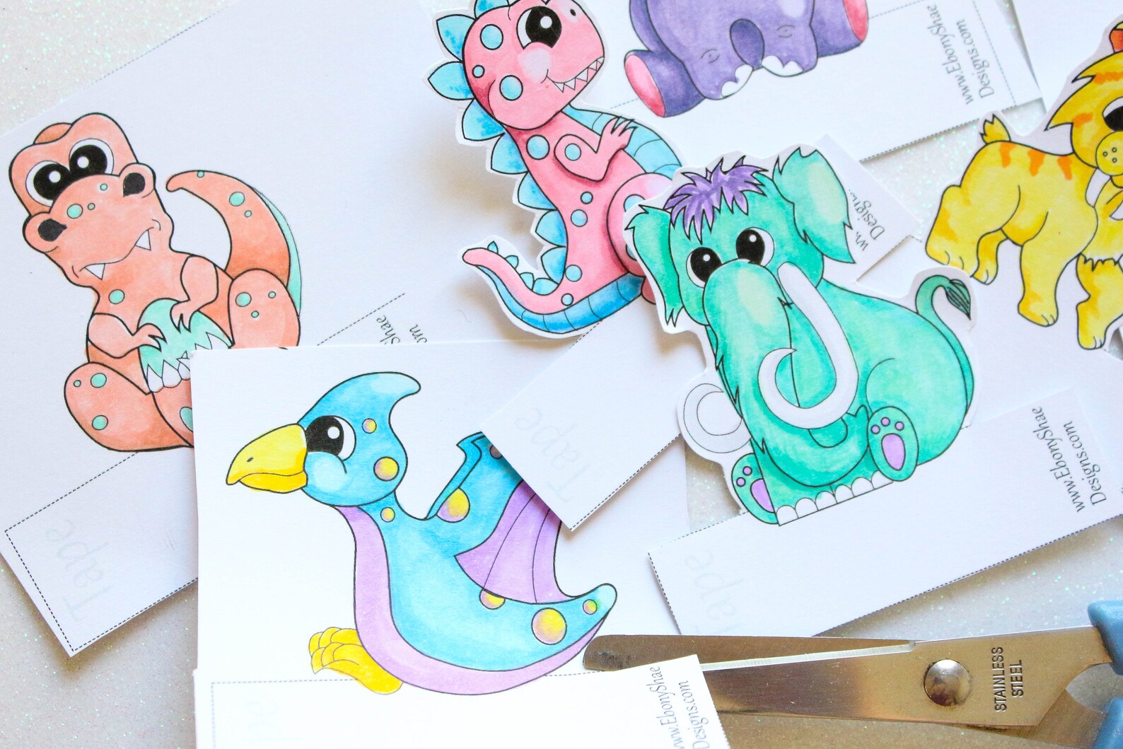Printable Dinosaur Finger Puppets. DIY Print and Color | Etsy