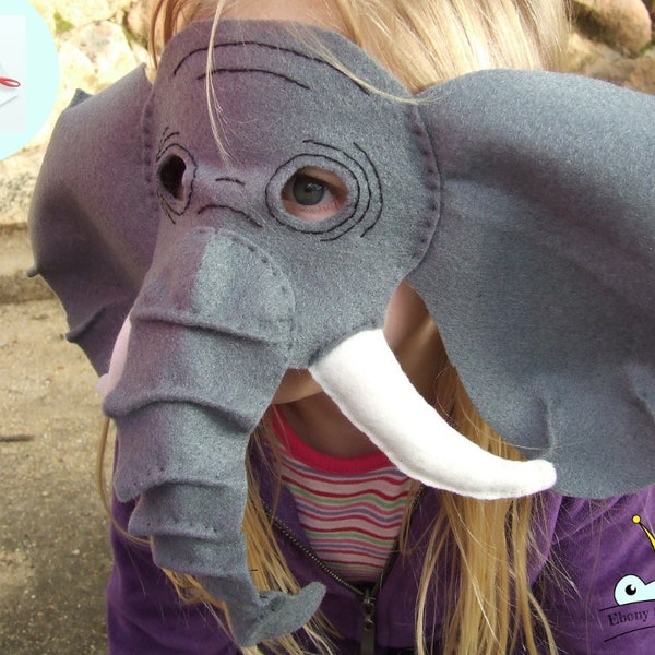 Elephant Mask PATTERN.  Kids Felt Mask Sewing Pattern.