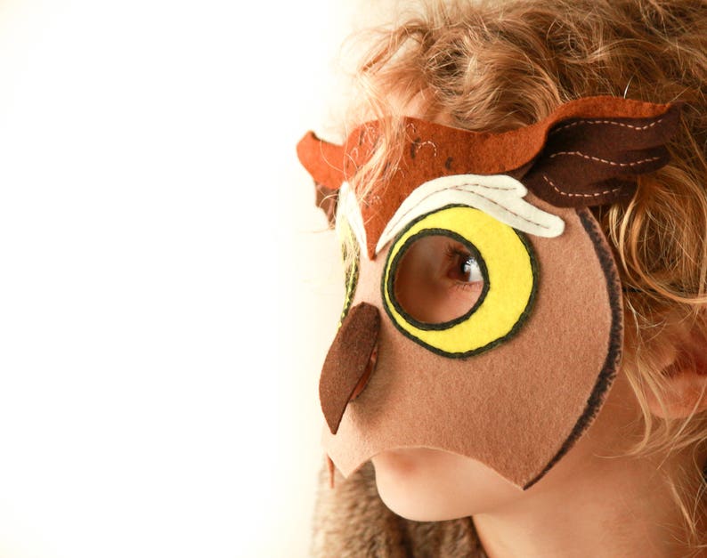 Owl Mask PATTERN. PDF Sewing Pattern for Kids Horned Owl Mask. image 8