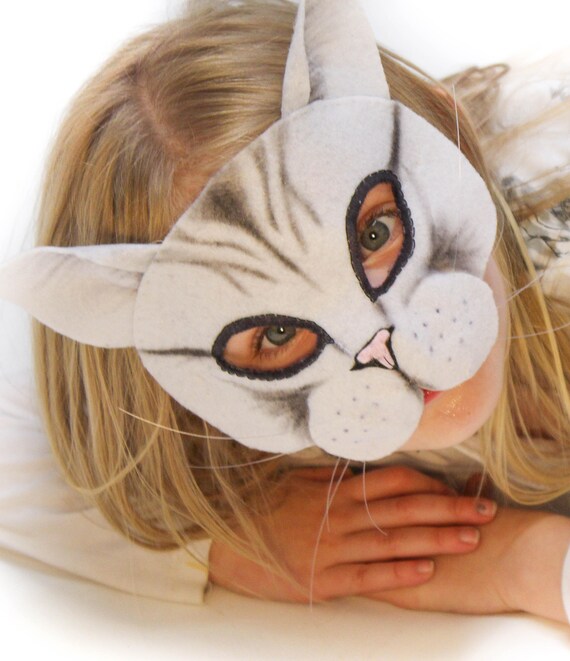 Masque De Protection Tissu Enfant Motif CHAT - Avec Filtre Ions D'argent, Fabrication Artisanale Française (#14E)