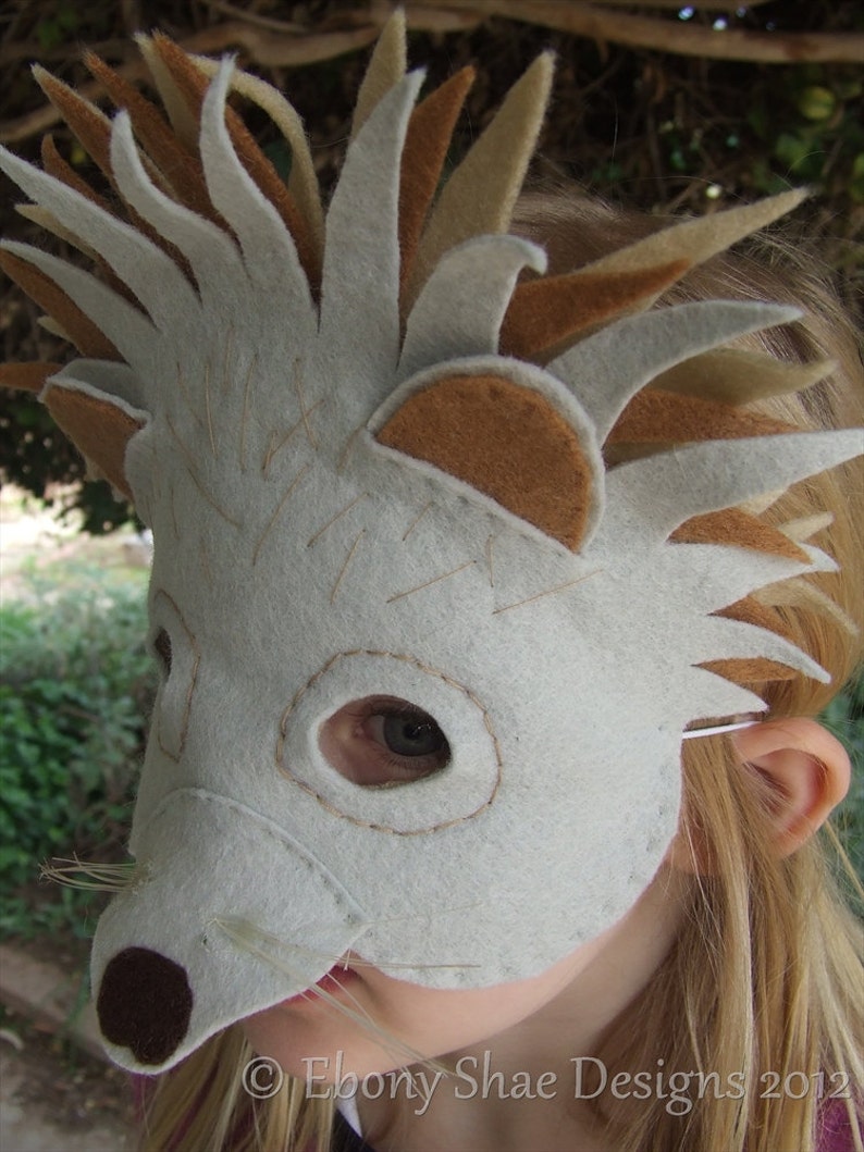 Felt Hedgehog mask PATTERN. Kids Echidna mask Sewing Patter PDF. image 4