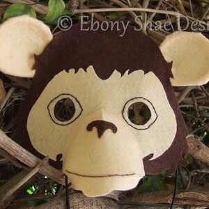 Monkey Mask PATTERN. Kids Felt Animal Mask Sewing Pattern PDF. image 2