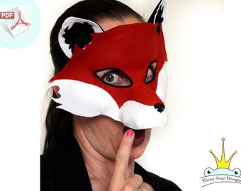 Fox Mask PATTERN. Kids Felt Animal Mask Sewing Pattern PDF.