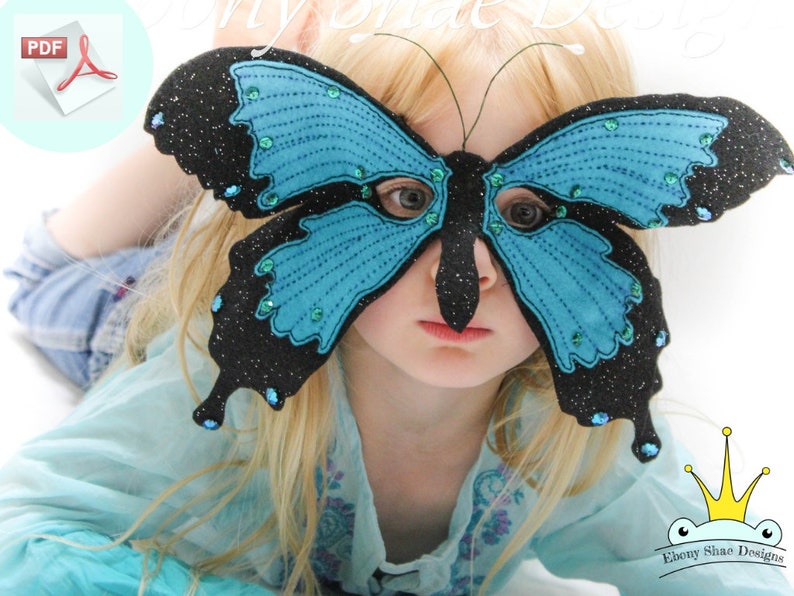 Butterfly Mask PATTERN. Kids Felt Mask Sewing Pattern image 1