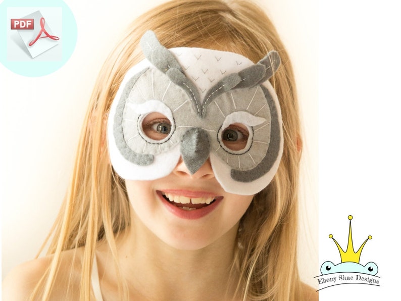 Owl Mask Pattern. Kids Felt Mask Sewing Pattern PDF. Owl costume. image 1