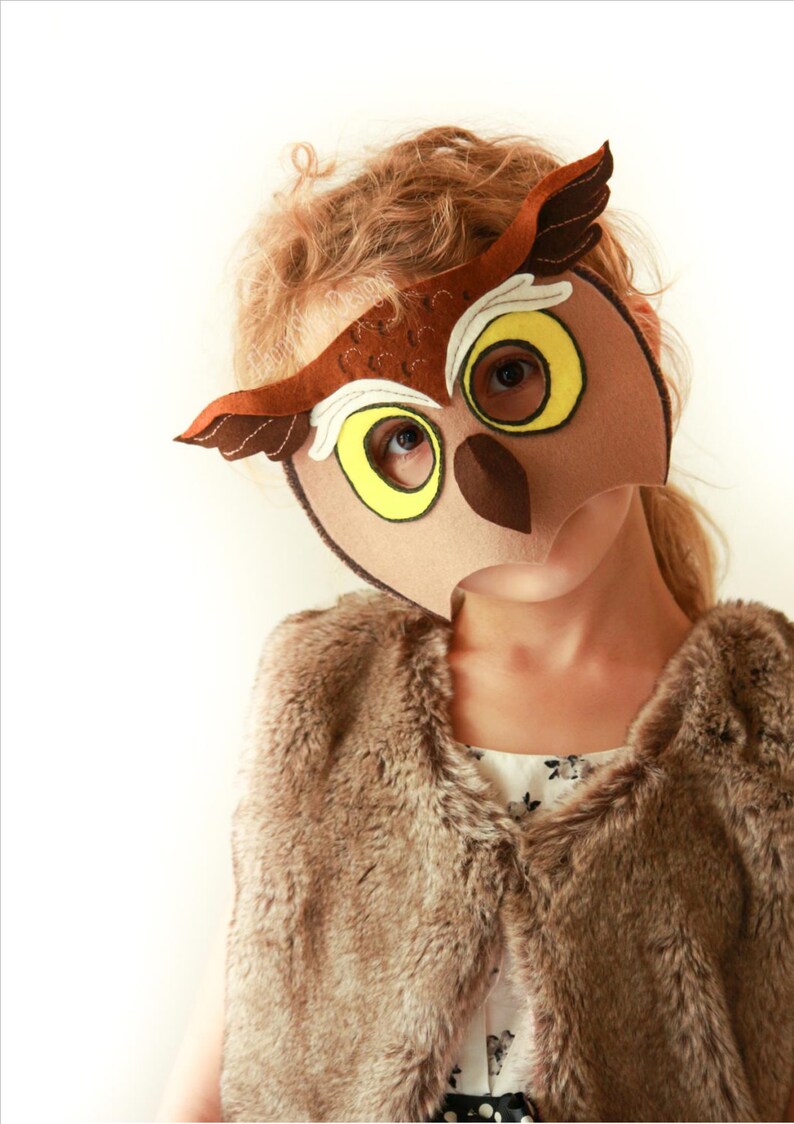 Owl Mask PATTERN. PDF Sewing Pattern for Kids Horned Owl Mask. image 5