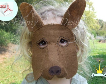 Kangaroo Mask PATTERN. Kids Felt Mask Sewing Pattern PDF.