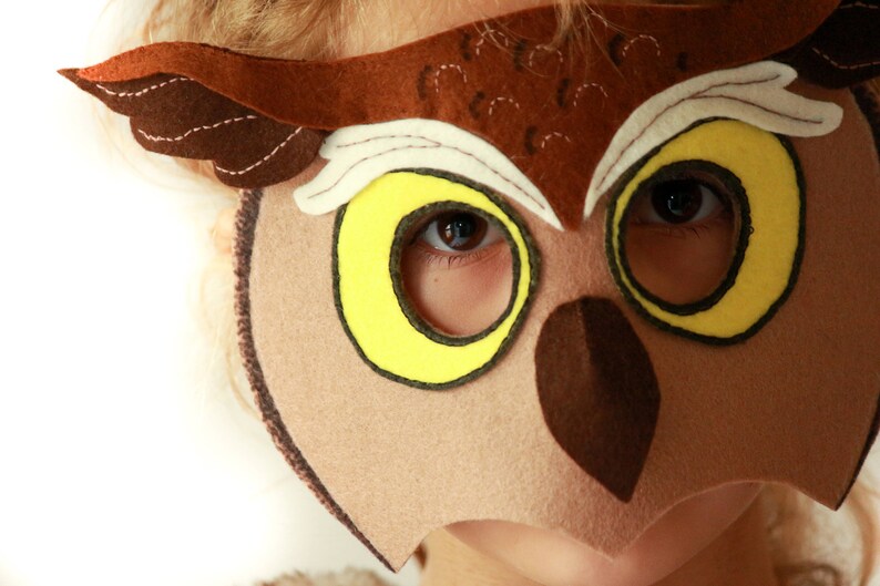 Owl Mask PATTERN. PDF Sewing Pattern for Kids Horned Owl Mask. image 9