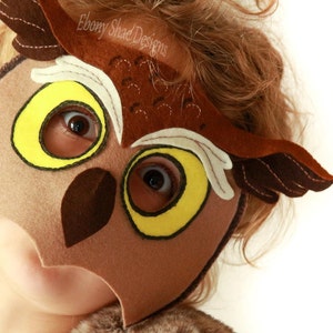 Owl Mask PATTERN. PDF Sewing Pattern for Kids Horned Owl Mask. image 6
