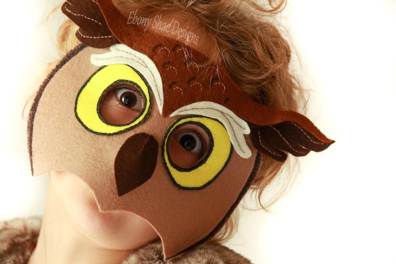 Owl Mask PATTERN. PDF Sewing Pattern for Kids Horned Owl Mask. image 6
