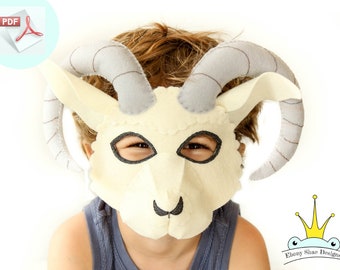 Ram Mask PATTERN.  Kids Felt Sheep Mask Sewing Pattern PDF.