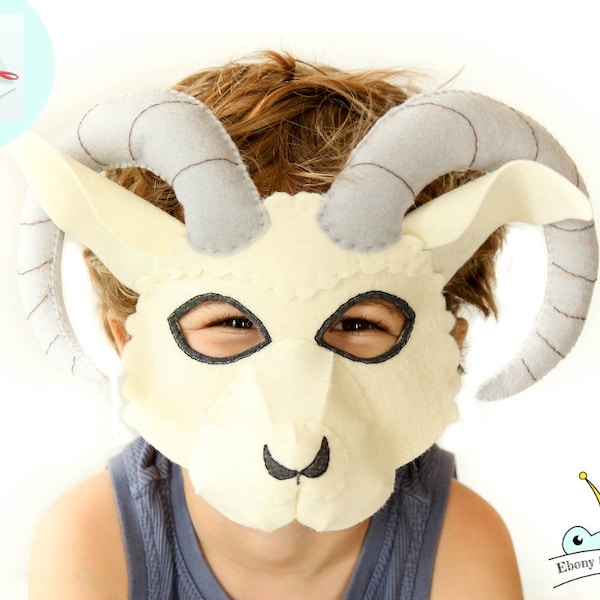 Felt Ram Mask Sewing Pattern: Kids Sheep Costume (PDF Pattern)