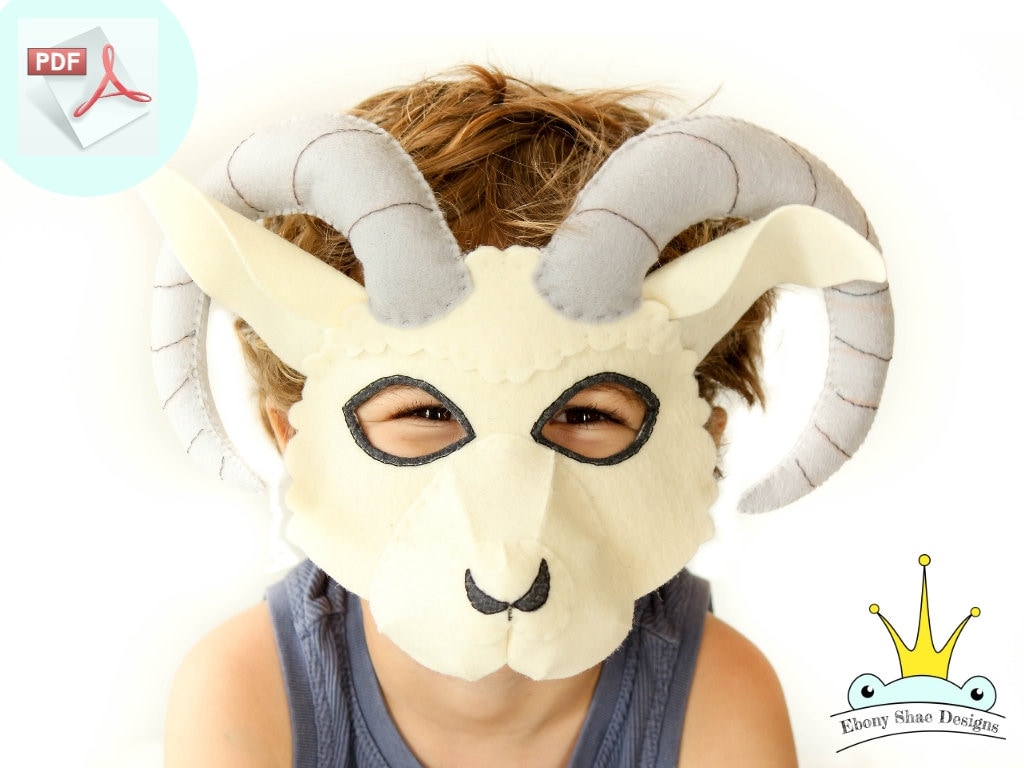 Ram Mask PATTERN.  Kids Felt Sheep Mask Sewing Pattern PDF.
