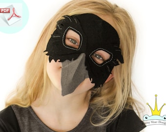 Crow Mask PATTERN.  Kids Raven Mask Sewing Pattern DIY.