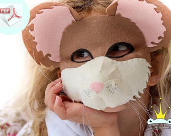 Mouse Mask PATTERN. Kids Felt Mask Sewing Pattern.