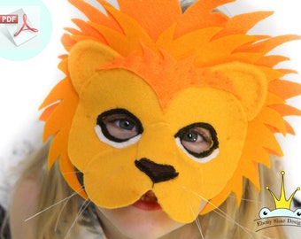 Lion Mask PATTERN.  Kids Jungle Mask Sewing Pattern PDF FILE.