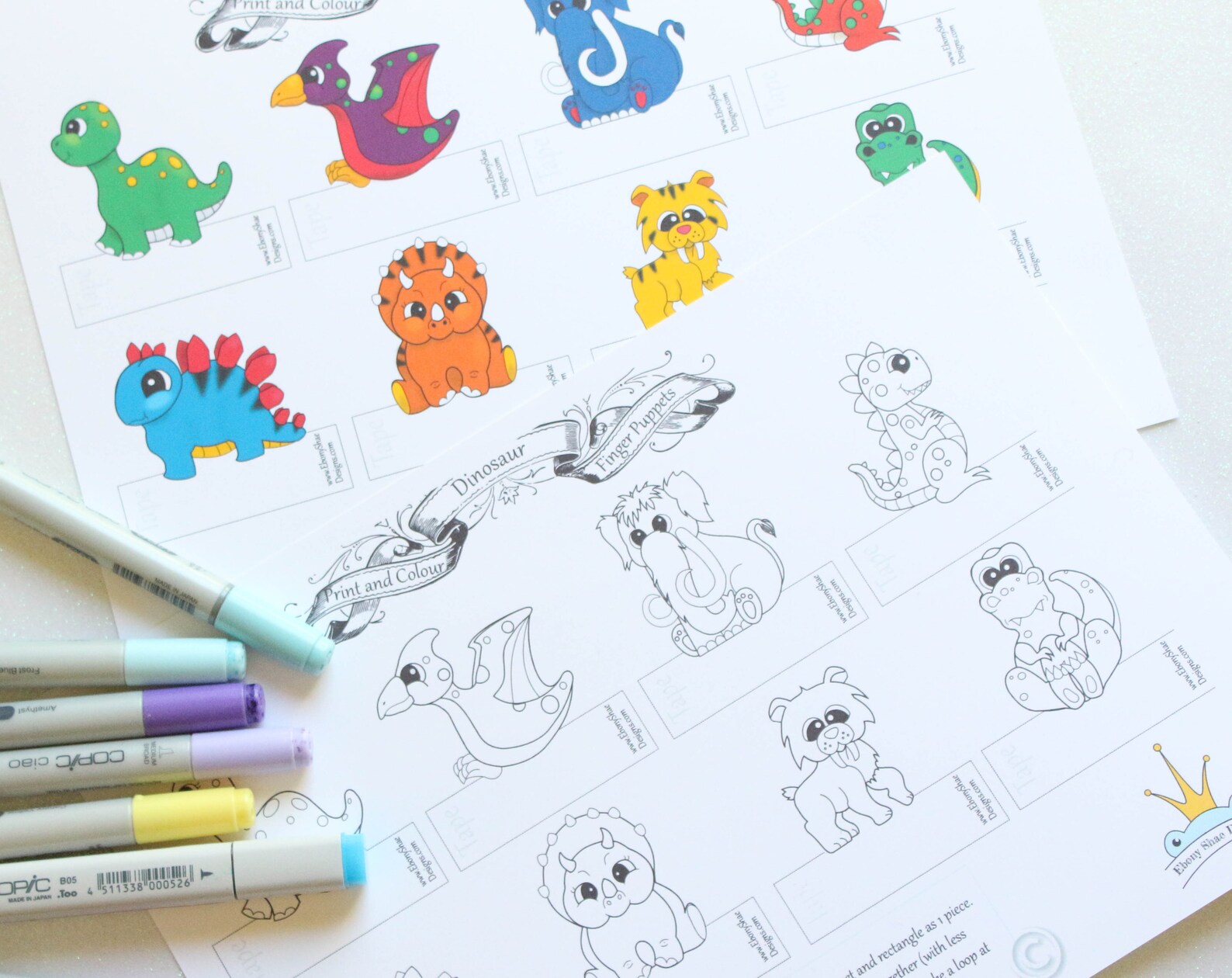 Printable Dinosaur Finger Puppets. DIY Print and Color - Etsy Australia