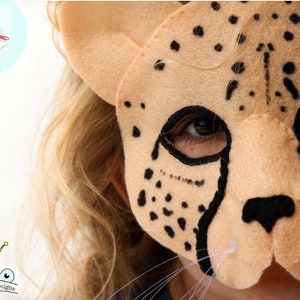 MOTIF de masque de guépard.  Patron de couture de masques en feutre pour enfants PDF.