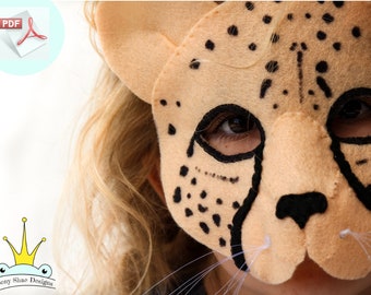 Cheetah Mask PATTERN.  Kids Felt Mask Sewing Pattern PDF.