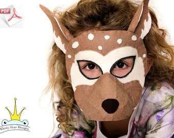 Deer Mask PATTERN. Kids Felt mask SEWING PATTERN