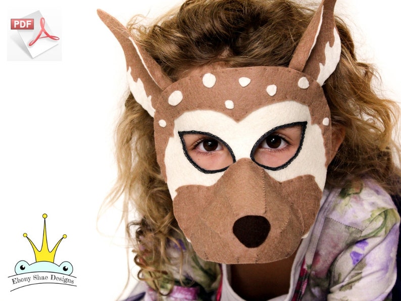 Deer Mask PATTERN. Kids Felt mask SEWING PATTERN image 1
