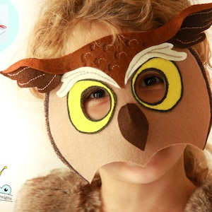 Owl Mask PATTERN. PDF Sewing Pattern for Kids Horned Owl Mask. image 1
