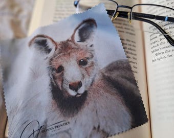 Watercolor Kangaroo Art Lens Cloth - Australian Animal Microfiber Cleaner