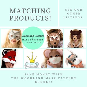 Deer Mask PATTERN. Kids Felt mask SEWING PATTERN image 10