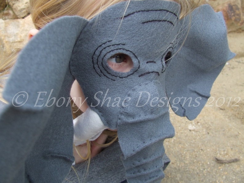 Elephant Mask PATTERN. Kids Felt Mask Sewing Pattern. image 4