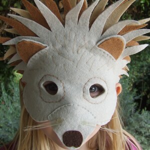 Felt Hedgehog mask PATTERN. Kids Echidna mask Sewing Patter PDF. image 2
