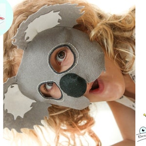 Koala Bear Mask PATTERN. PDF Sewing Pattern for Kids Felt Australian Koala Mask. image 1